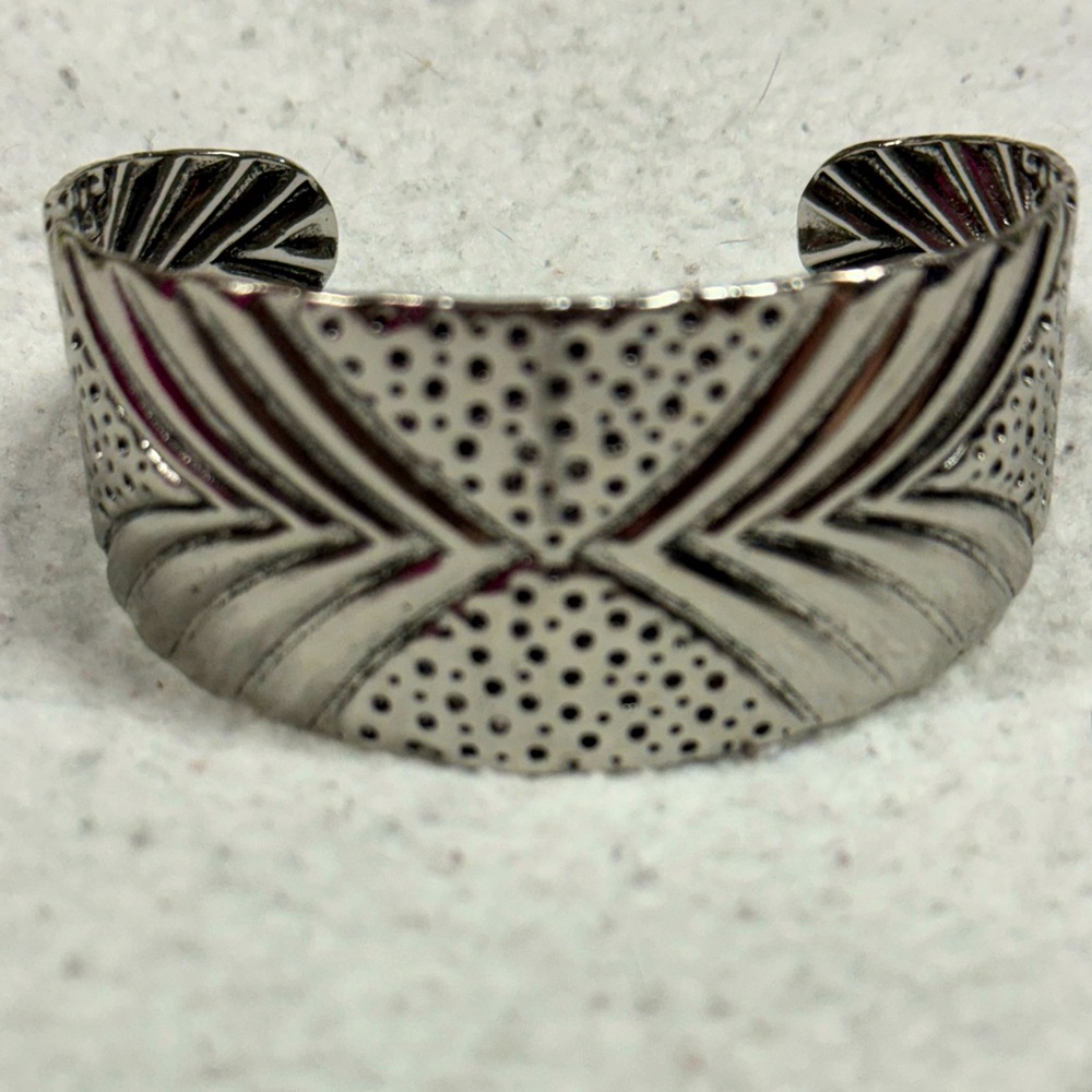 Intricate Mayan Silver Cuff Bracelet